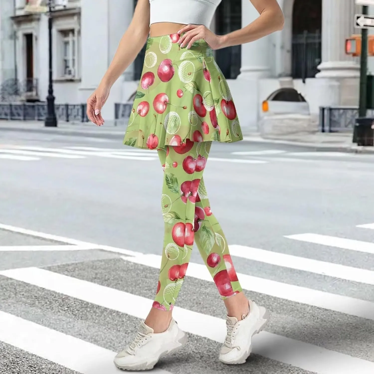 Womens Yoga Leggings with Skirts Tennis Skirts with Fashionable Breathable Skirted XS-3XL