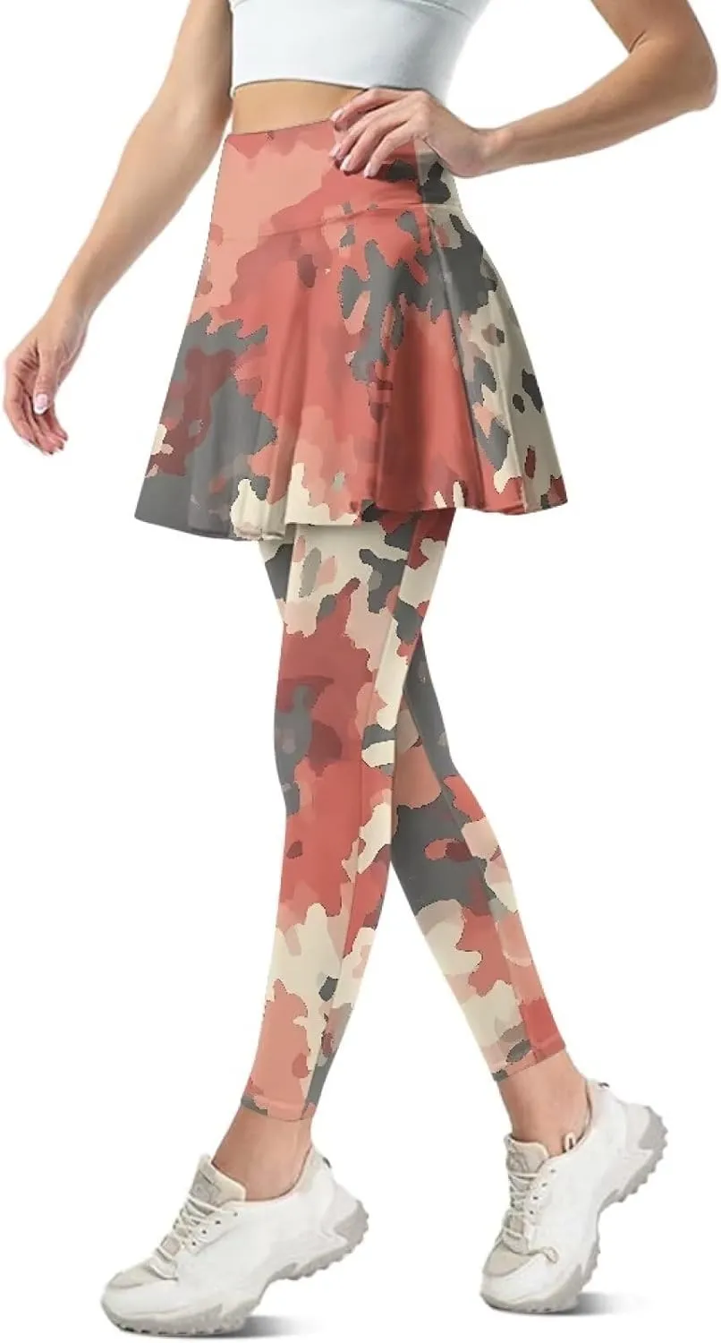 Womens Yoga Leggings with Skirts Tennis Skirts with Fashionable Breathable Skirted XS-3XL
