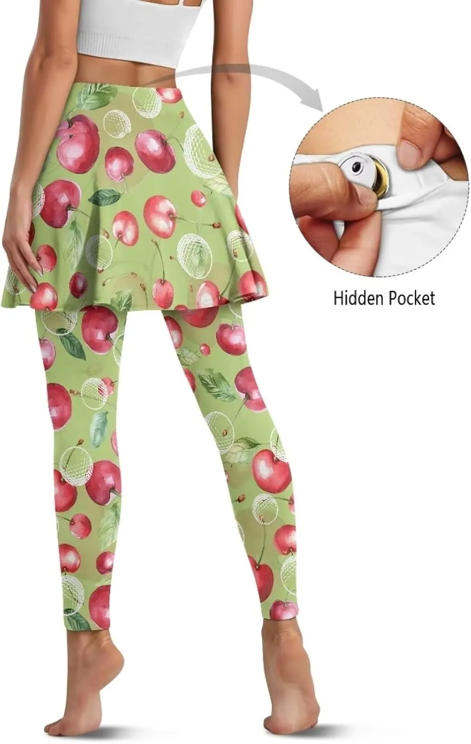 Womens Yoga Leggings with Skirts Tennis Skirts with Fashionable Breathable Skirted XS-3XL