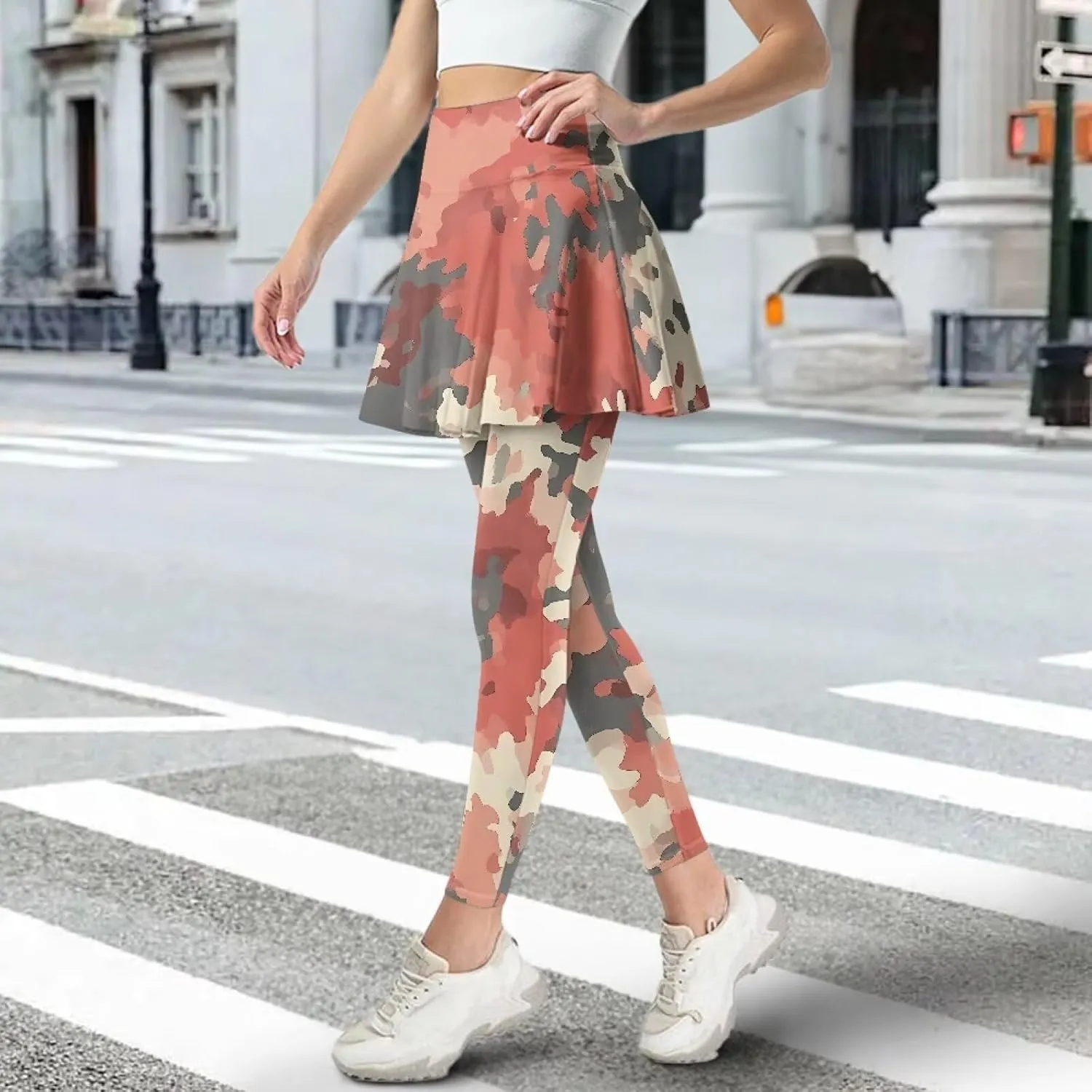 Womens Yoga Leggings with Skirts Tennis Skirts with Fashionable Breathable Skirted XS-3XL