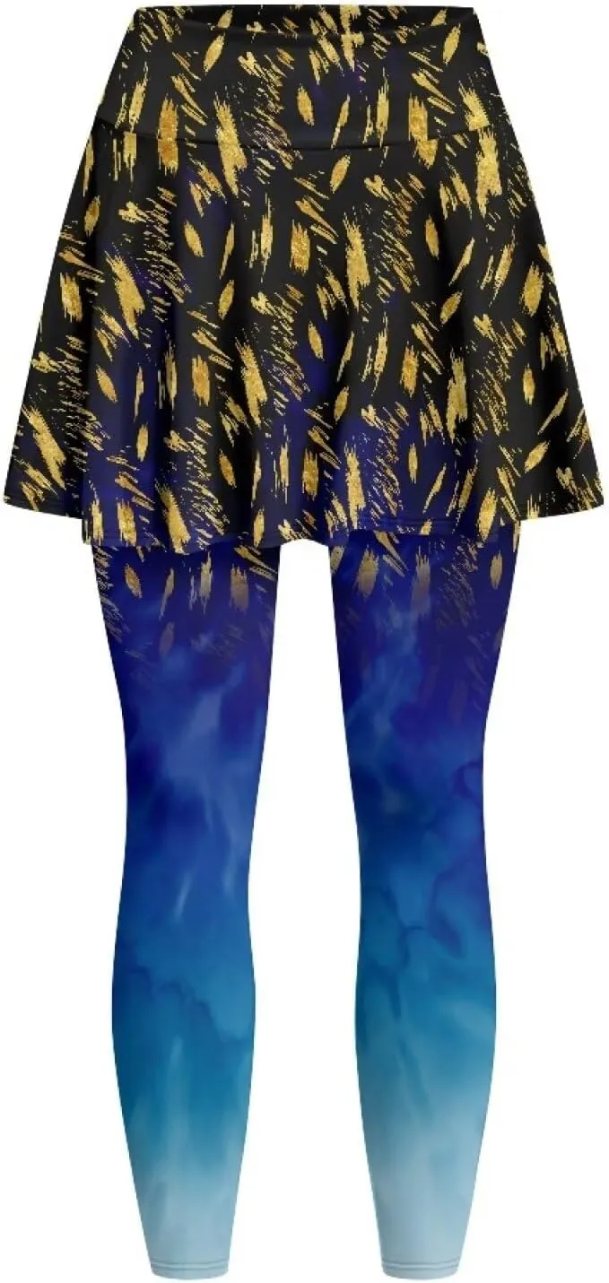 Womens Yoga Leggings with Skirts Tennis Skirts with Fashionable Breathable Skirted XS-3XL