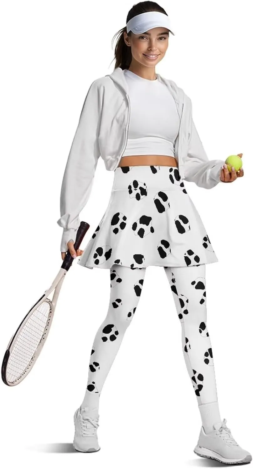 Womens Yoga Leggings with Skirts Tennis Skirts with Fashionable Breathable Skirted XS-3XL