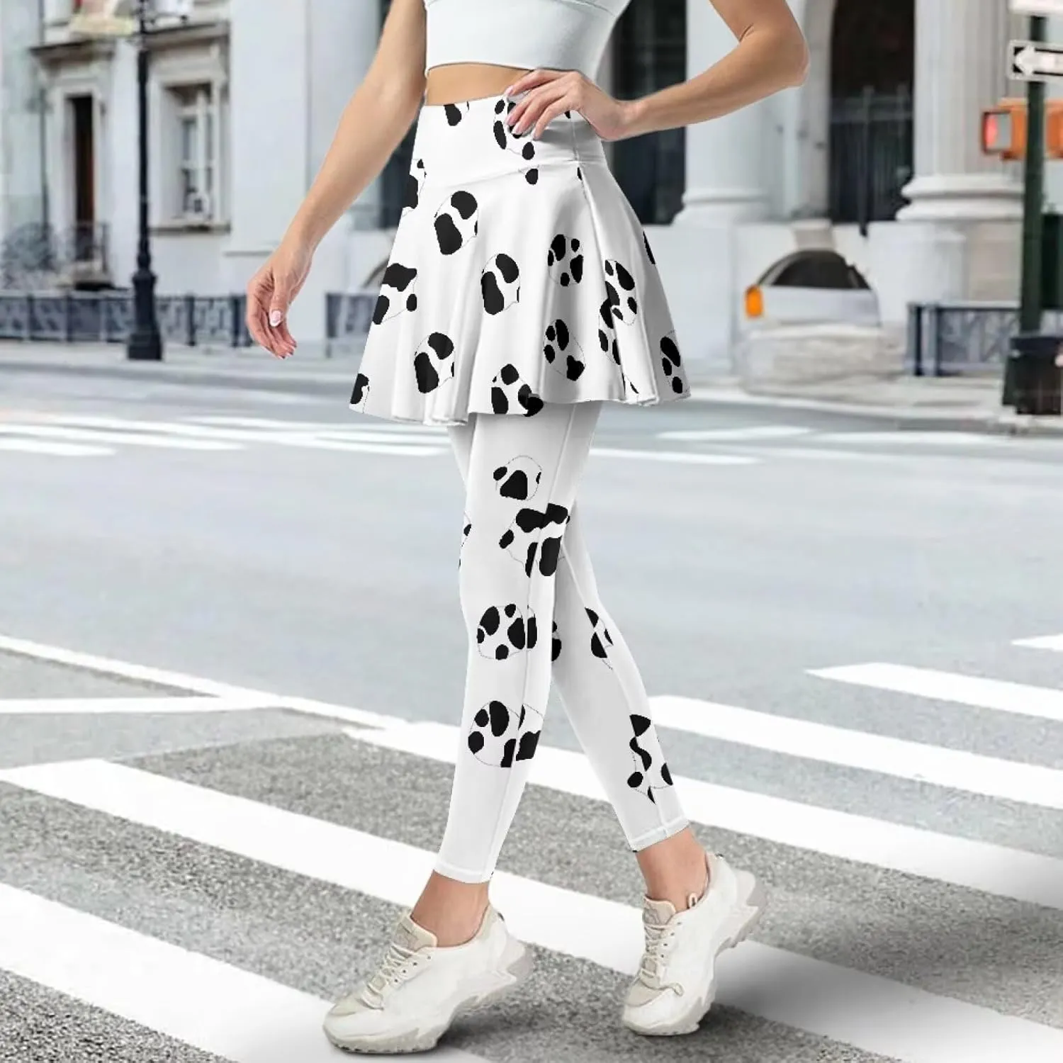 Womens Yoga Leggings with Skirts Tennis Skirts with Fashionable Breathable Skirted XS-3XL