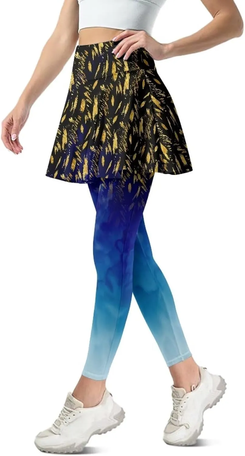 Womens Yoga Leggings with Skirts Tennis Skirts with Fashionable Breathable Skirted XS-3XL
