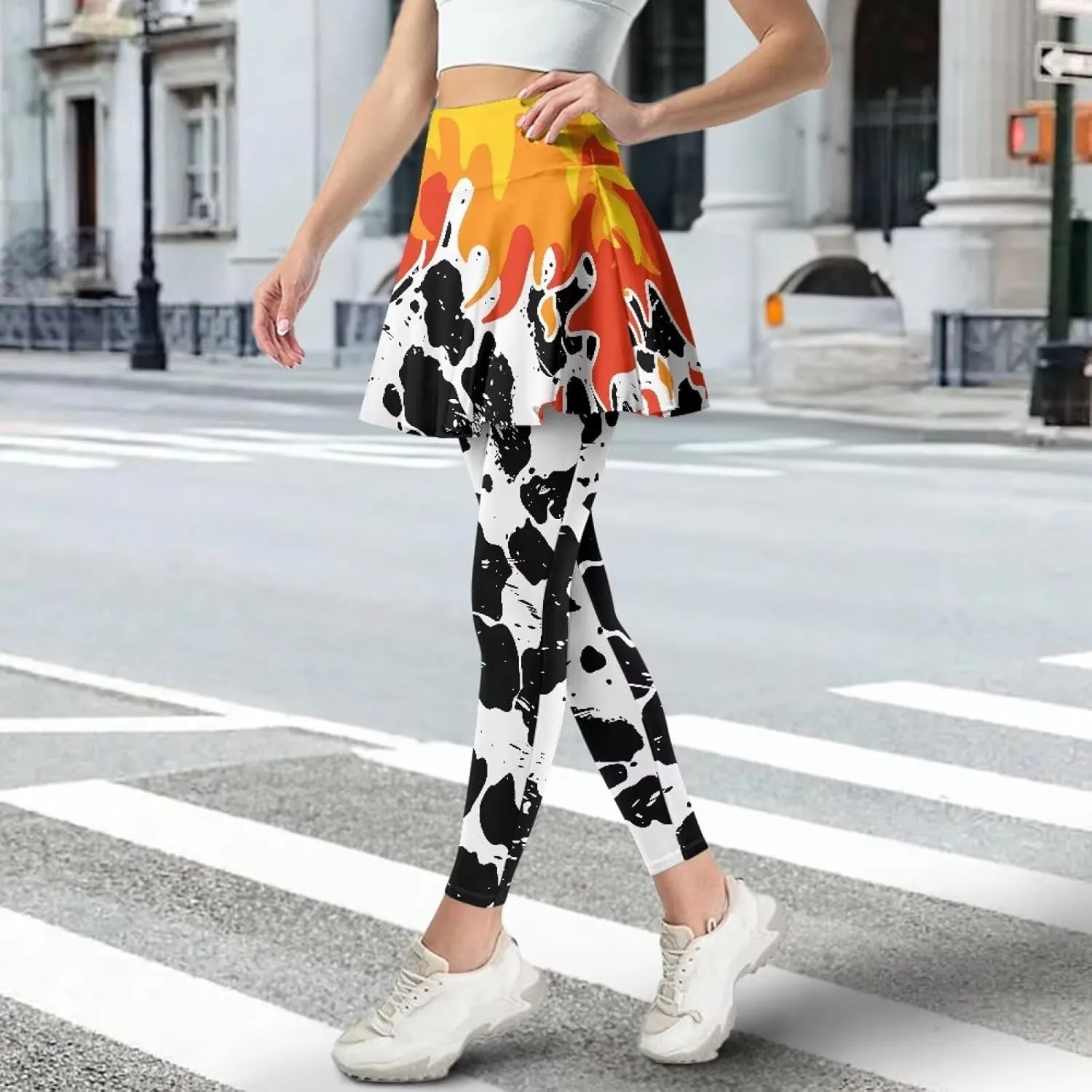 Womens Yoga Leggings with Skirts Tennis Skirts with Fashionable Breathable Skirted XS-3XL