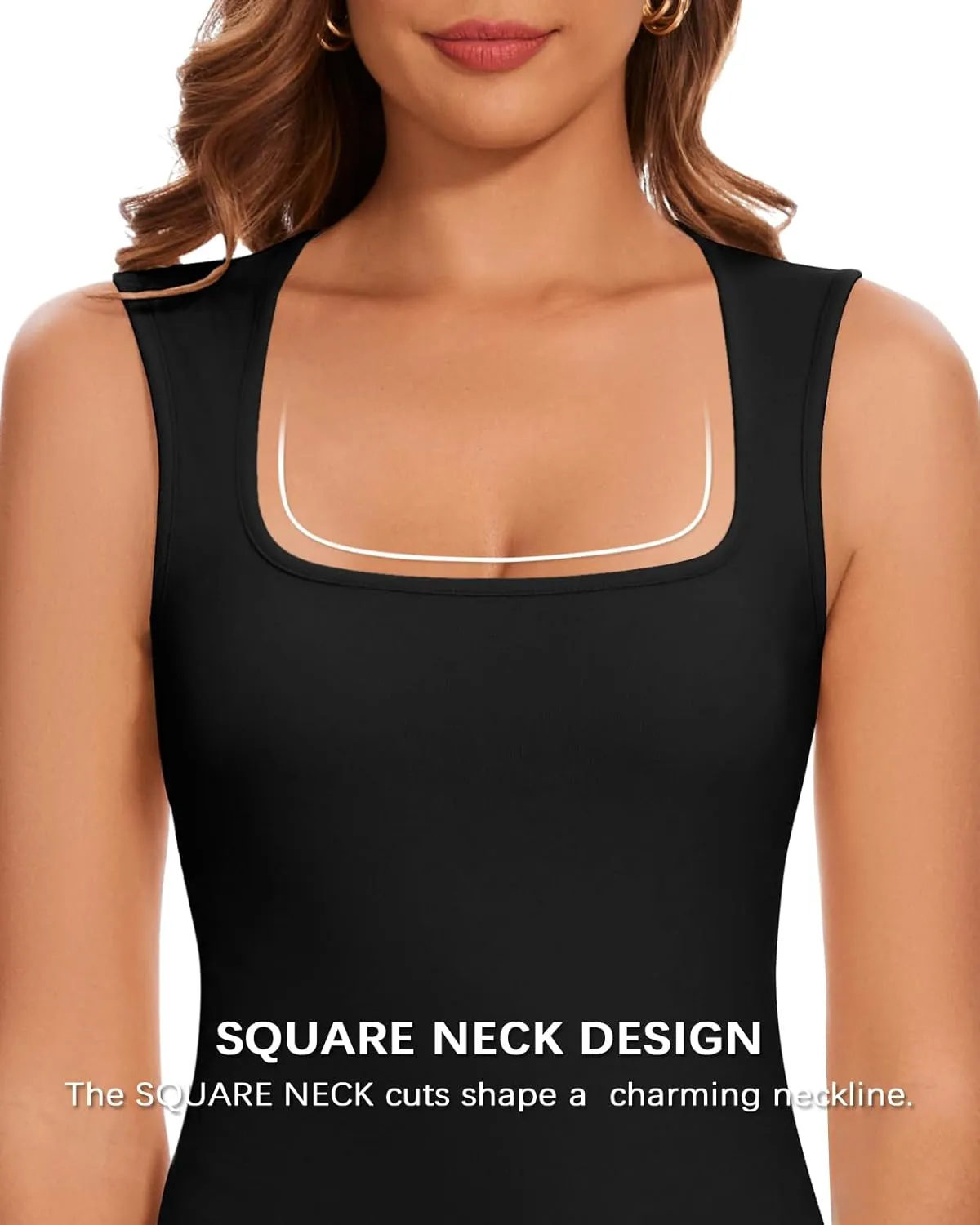 WOWENY Square Neck Thermal Tank Top for Women Fleece Sleeveless Shirts Camisole Warm Base Layer Cold Weather