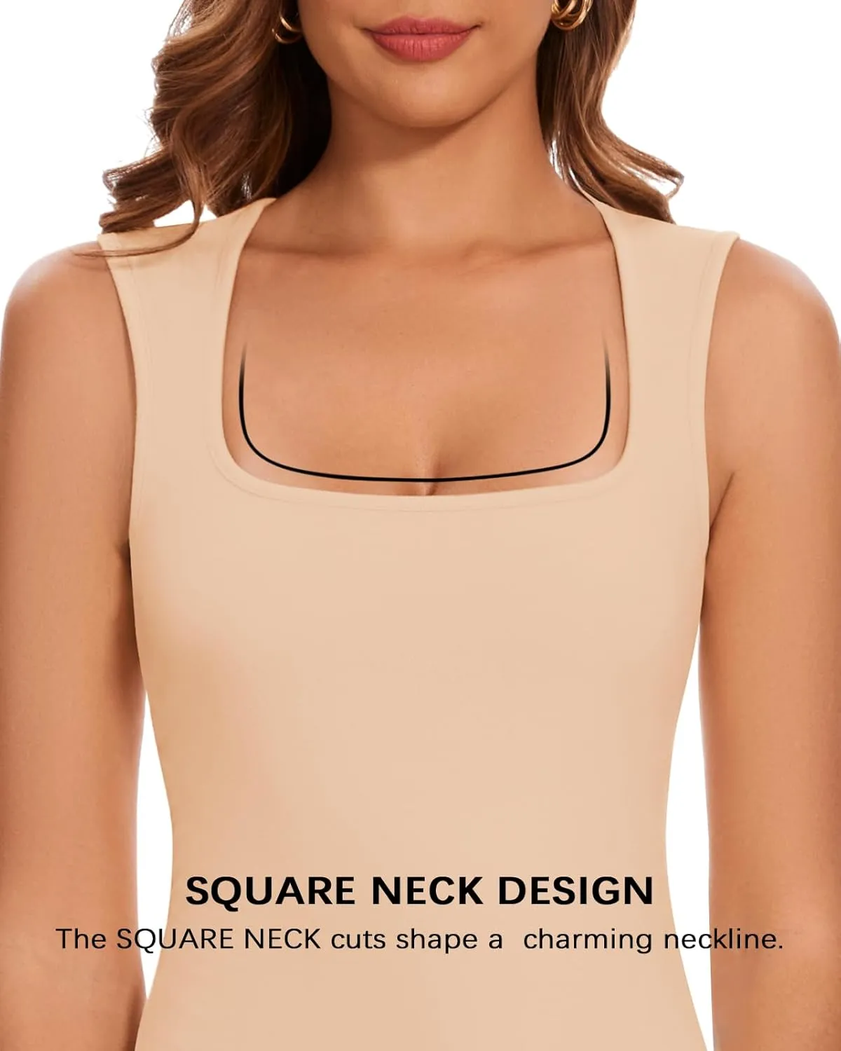 WOWENY Square Neck Thermal Tank Top for Women Fleece Sleeveless Shirts Camisole Warm Base Layer Cold Weather