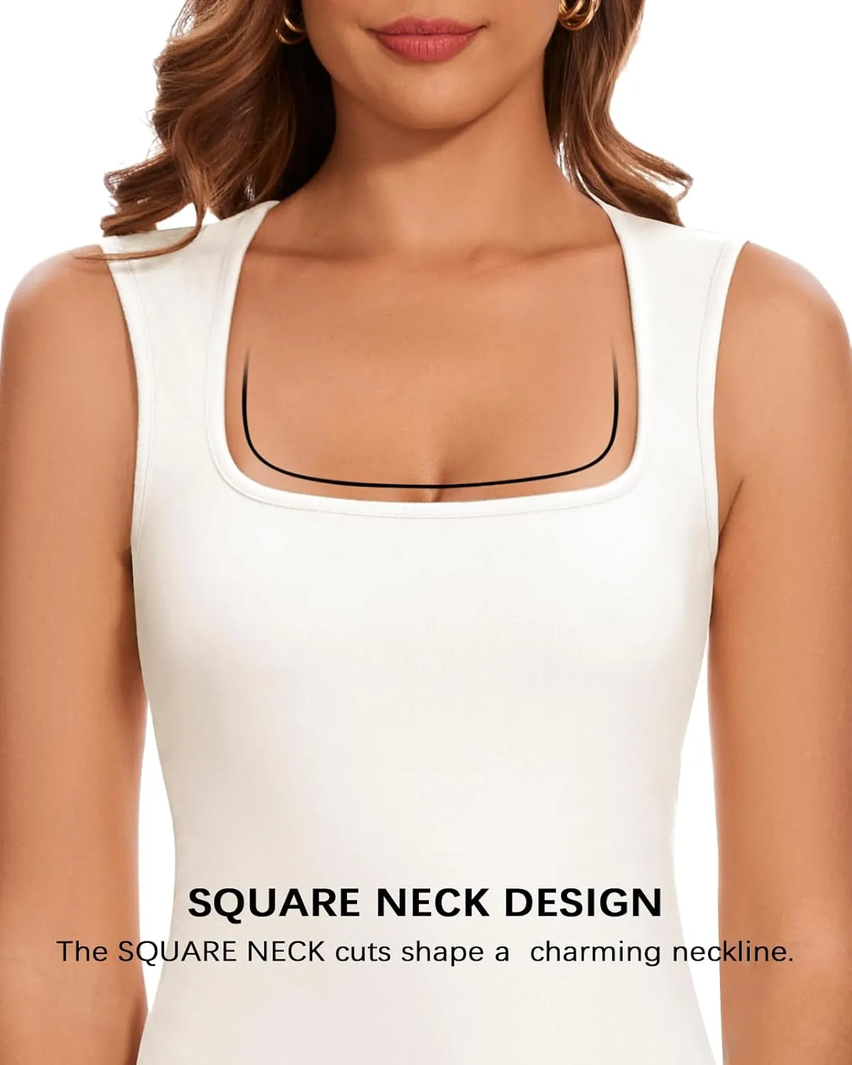 WOWENY Square Neck Thermal Tank Top for Women Fleece Sleeveless Shirts Camisole Warm Base Layer Cold Weather