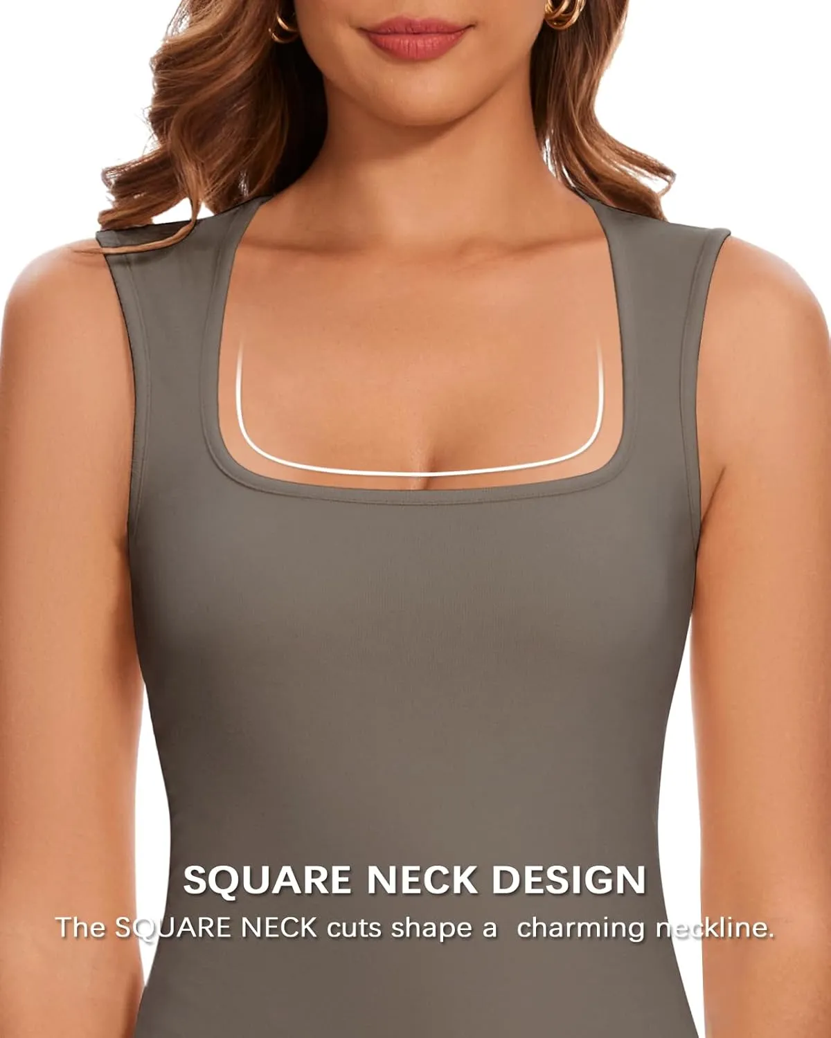 WOWENY Square Neck Thermal Tank Top for Women Fleece Sleeveless Shirts Camisole Warm Base Layer Cold Weather