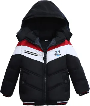 XIFAMNIY Boys Down Jacket Fur Collar Hood Thick Warm Winter Coat Parka Padded Outerwear 3-6T