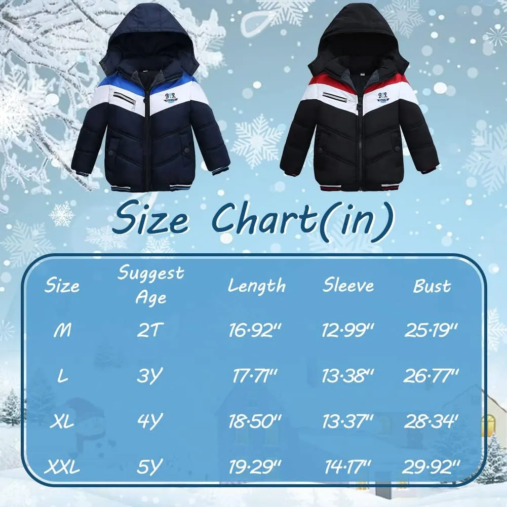 XIFAMNIY Boys Down Jacket Fur Collar Hood Thick Warm Winter Coat Parka Padded Outerwear 3-6T