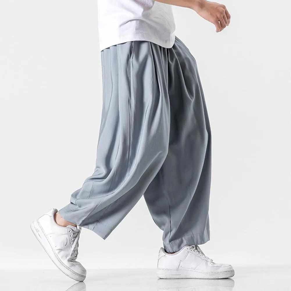 XYGJZ Mens Casual Elastic Waist Pants Summer Lightweight Harem Pants