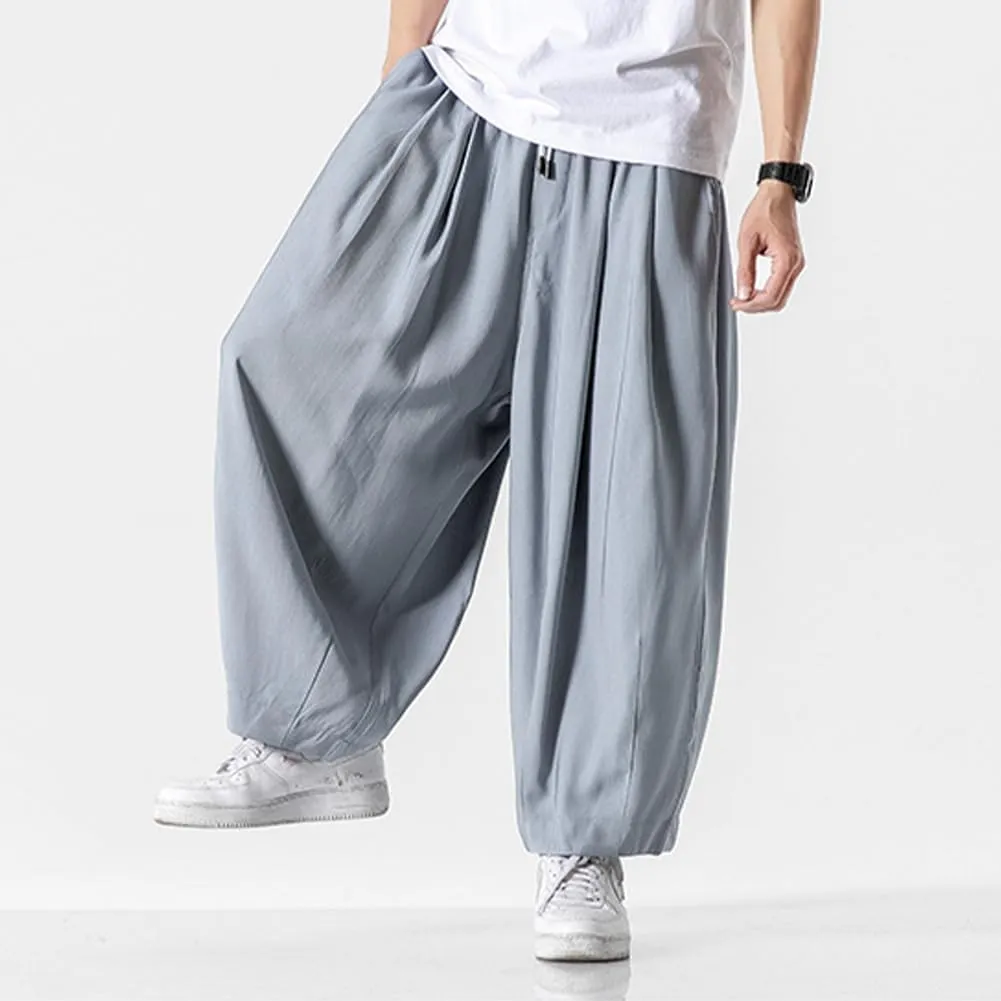 XYGJZ Mens Casual Elastic Waist Pants Summer Lightweight Harem Pants