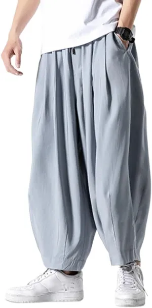 XYGJZ Mens Casual Elastic Waist Pants Summer Lightweight Harem Pants