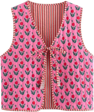 Y2K Coquette Vests Kawaii Women Floral Aesthetic Cottagecore Sweater Cutecore Fairycore Clothing Cute Japanese Tops