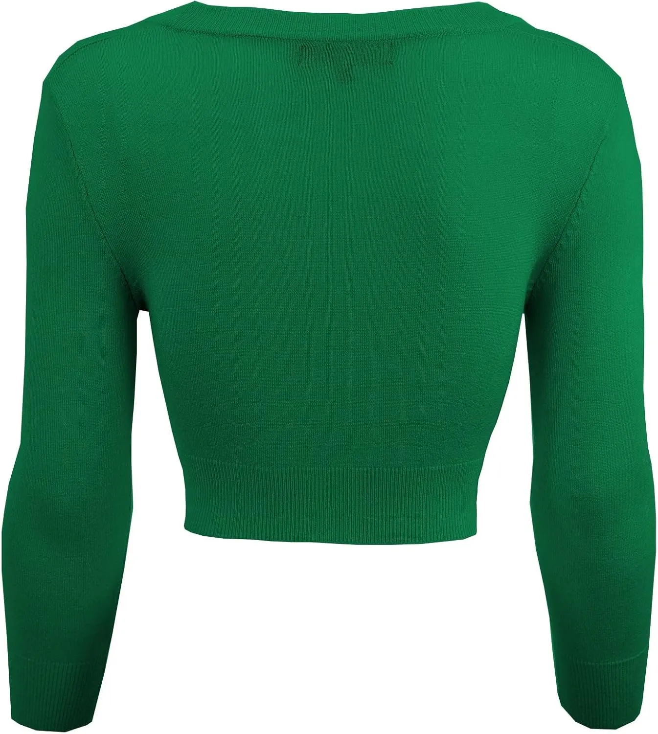 YEMAK Women's Cropped Bolero Cardigan  3/4 Sleeve V-Neck Basic Classic Casual Button Down Knit Soft Sweater Top (S-4XL)