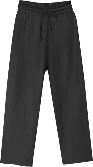 YRAETENM Women's Cotton Linen Straight Leg Pants Elastic Waist Long Trousers Casual Summer Beach Lounge Pants with Pockets