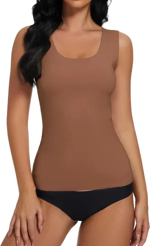 YYA Basic Tank Tops for Women, Thermal Vest Warm Tank-Top Sleeveless Camisole Lingerie, S-XL