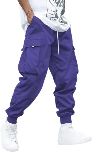 ZAFUL Men's Streetwear Cargo Pants with Flap Pockets & Drawstring Elastic Waist - Casual & Techwear Joggers