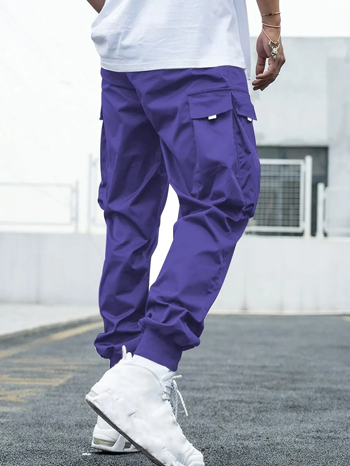 ZAFUL Men's Streetwear Cargo Pants with Flap Pockets & Drawstring Elastic Waist - Casual & Techwear Joggers