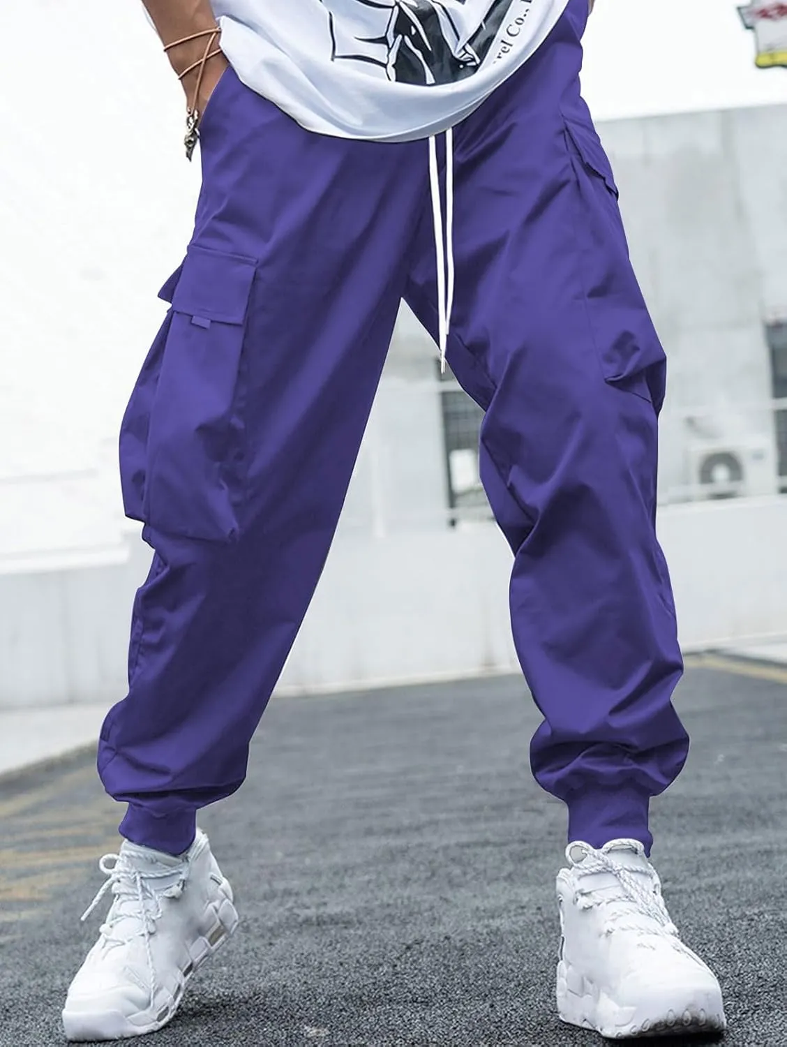 ZAFUL Men's Streetwear Cargo Pants with Flap Pockets & Drawstring Elastic Waist - Casual & Techwear Joggers