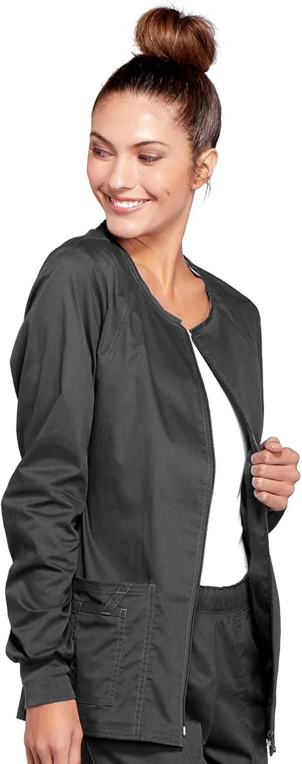 Zip Front Scrub Jackets for Women, Workwear Core Stretch Soft Brushed Twill 4315