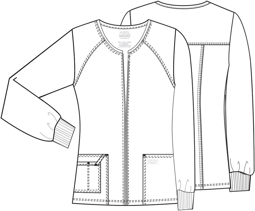 Zip Front Scrub Jackets for Women, Workwear Core Stretch Soft Brushed Twill 4315