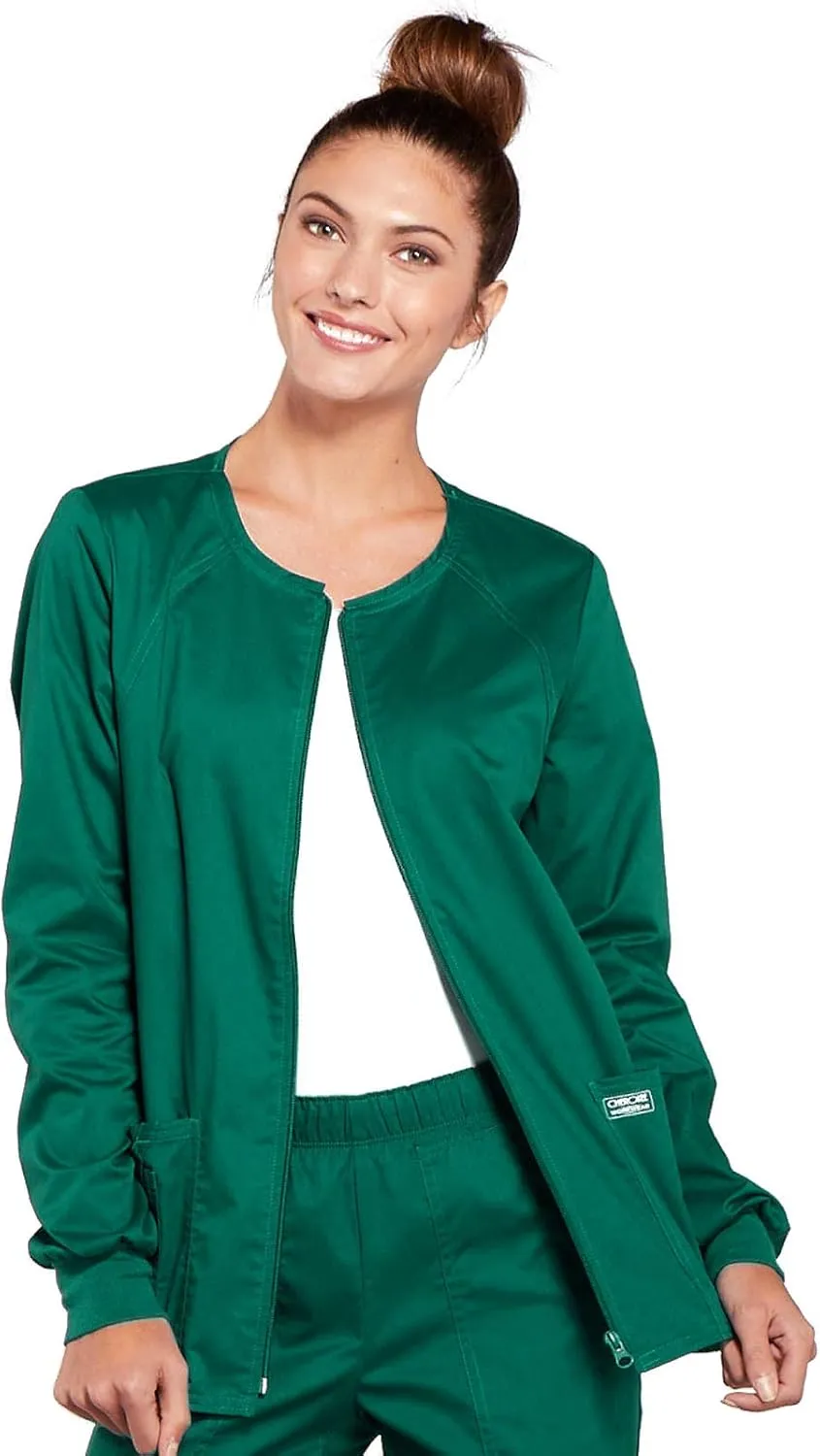 Zip Front Scrub Jackets for Women, Workwear Core Stretch Soft Brushed Twill 4315