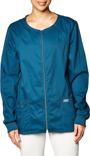 Zip Front Scrub Jackets for Women, Workwear Core Stretch Soft Brushed Twill 4315