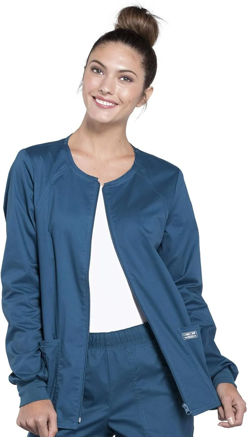 Zip Front Scrub Jackets for Women, Workwear Core Stretch Soft Brushed Twill 4315
