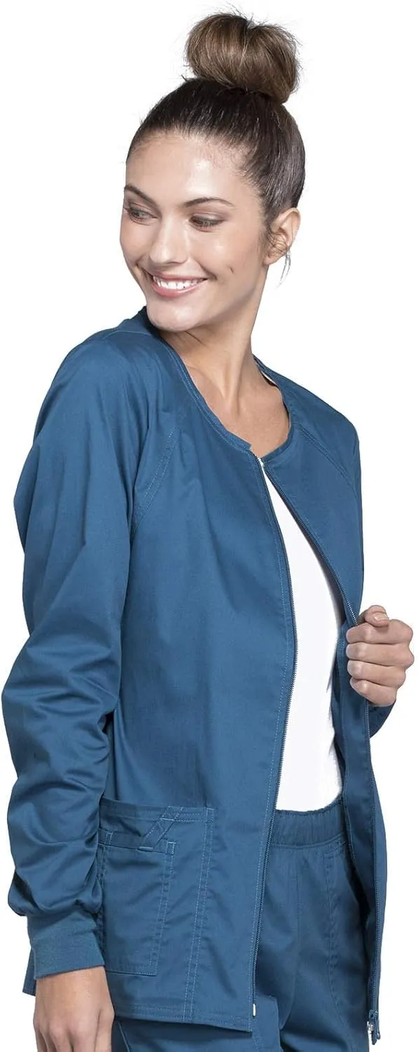 Zip Front Scrub Jackets for Women, Workwear Core Stretch Soft Brushed Twill 4315