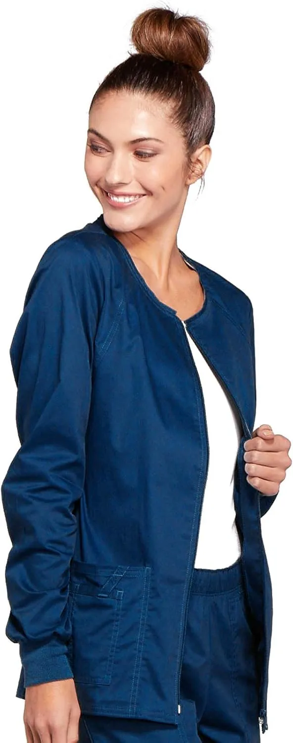 Zip Front Scrub Jackets for Women, Workwear Core Stretch Soft Brushed Twill 4315