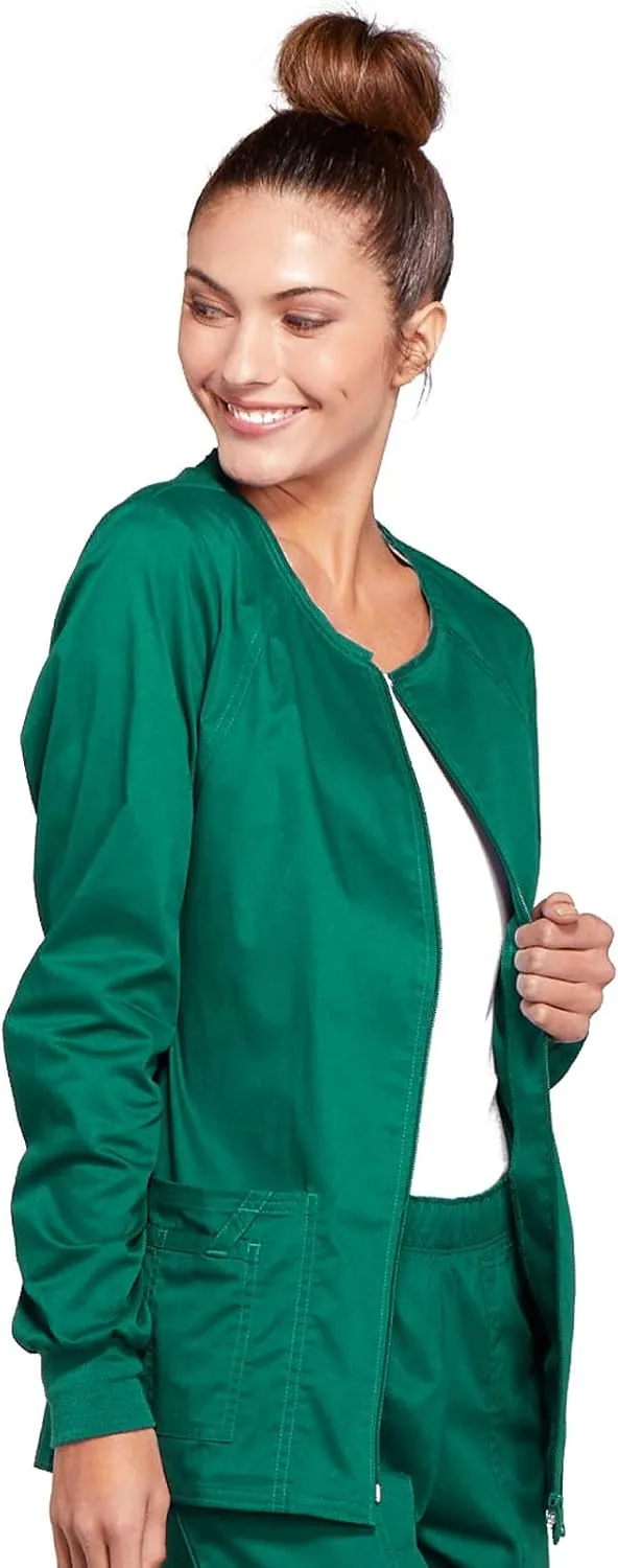Zip Front Scrub Jackets for Women, Workwear Core Stretch Soft Brushed Twill 4315