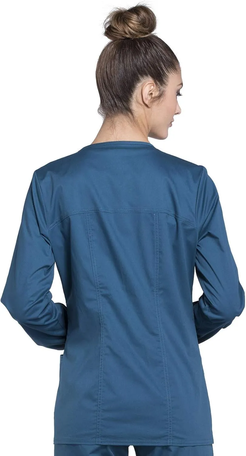 Zip Front Scrub Jackets for Women, Workwear Core Stretch Soft Brushed Twill 4315