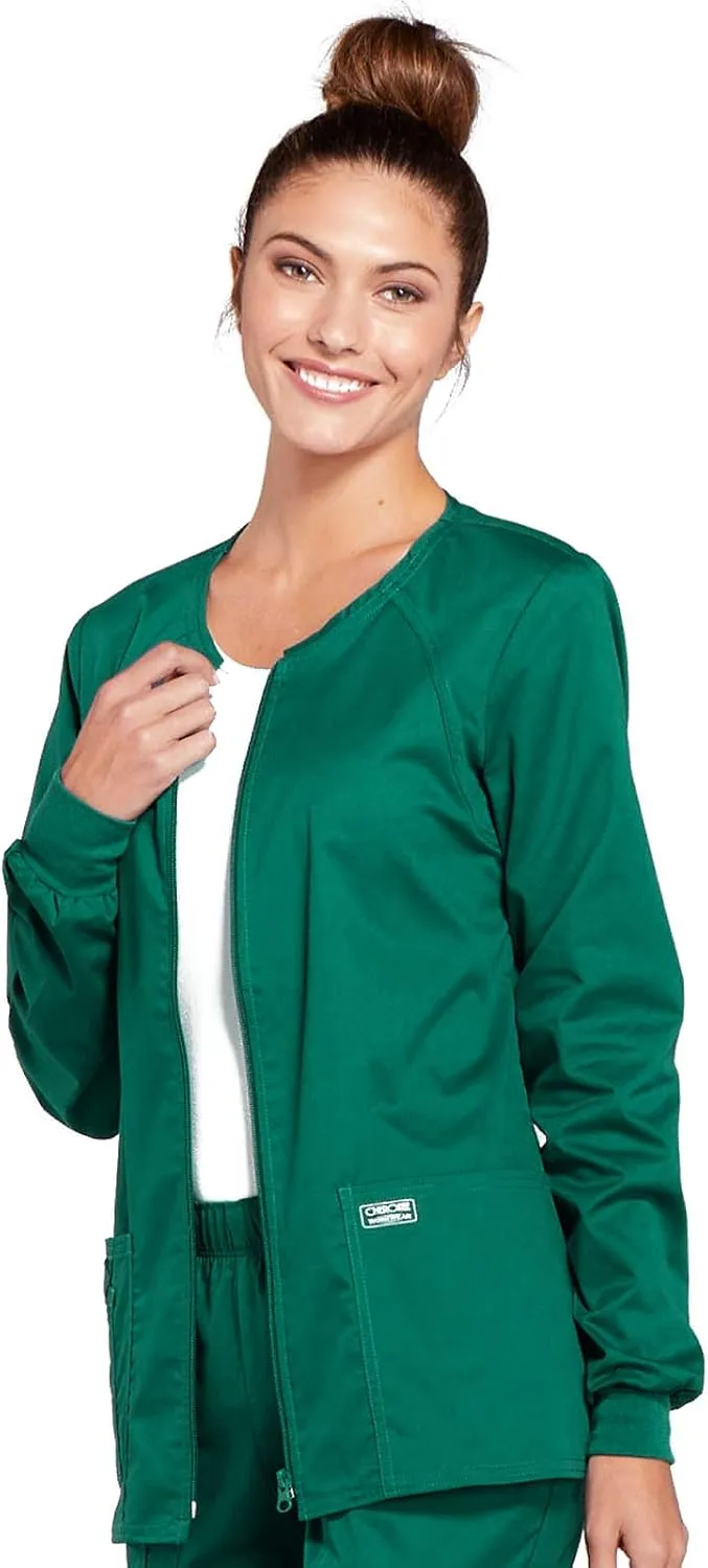 Zip Front Scrub Jackets for Women, Workwear Core Stretch Soft Brushed Twill 4315
