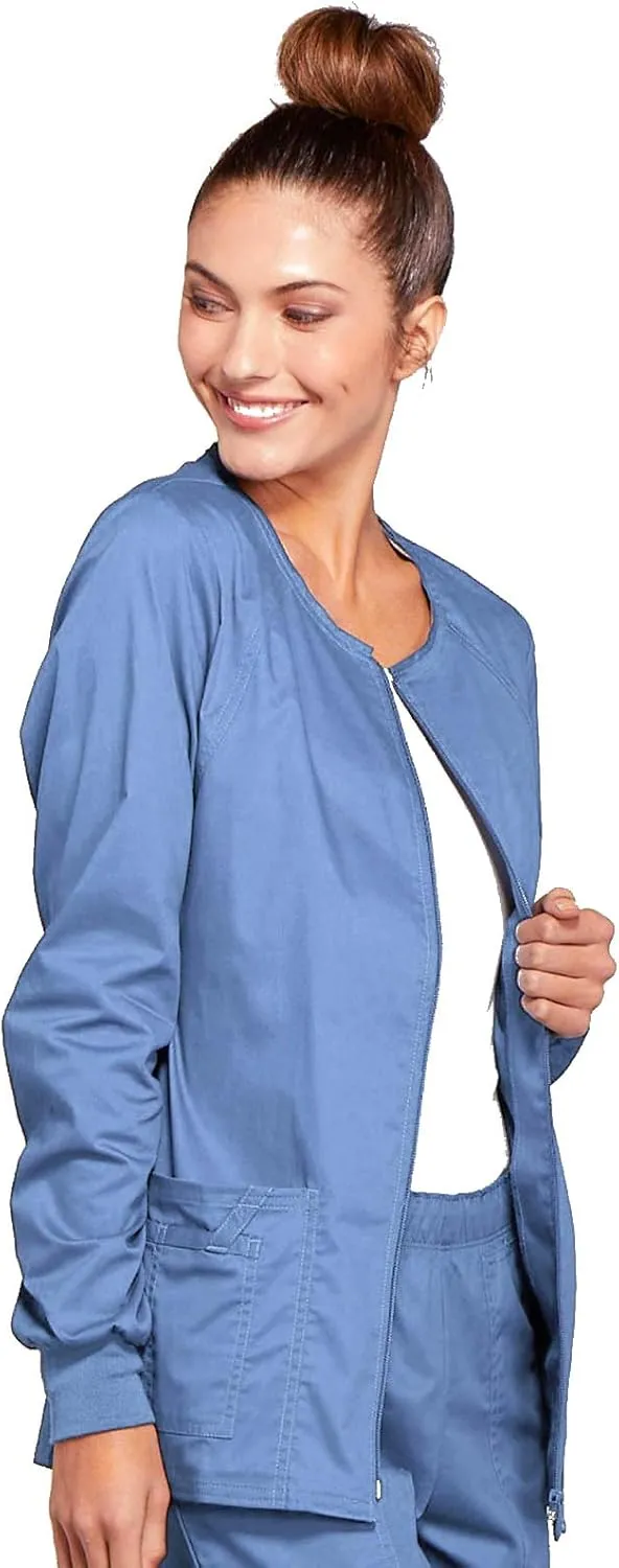 Zip Front Scrub Jackets for Women, Workwear Core Stretch Soft Brushed Twill 4315