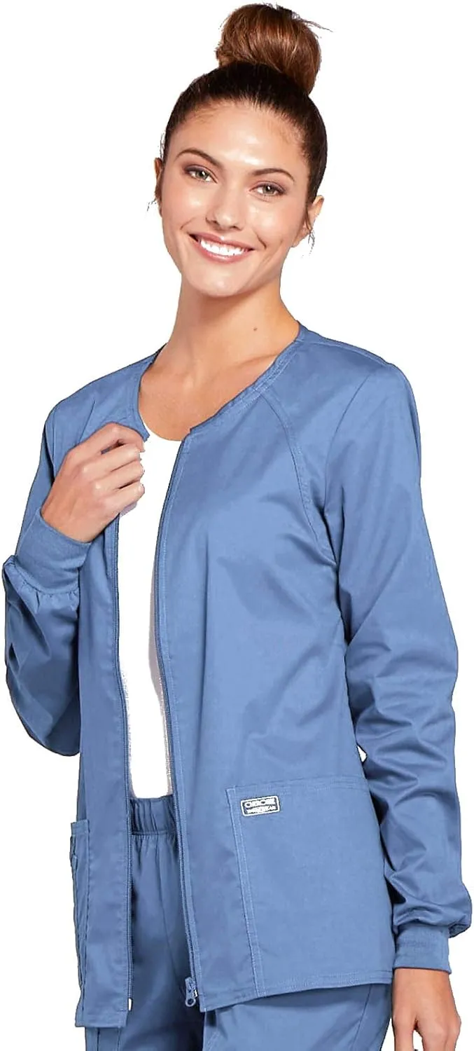 Zip Front Scrub Jackets for Women, Workwear Core Stretch Soft Brushed Twill 4315