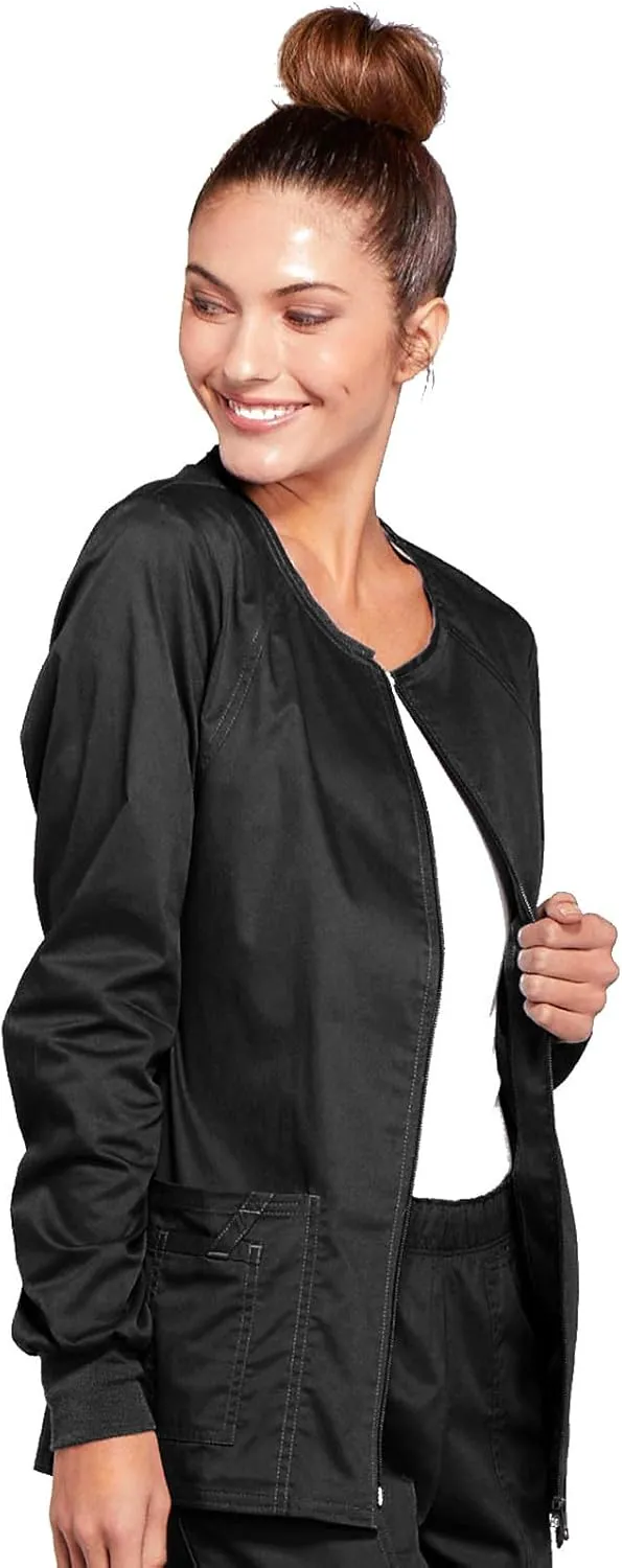 Zip Front Scrub Jackets for Women, Workwear Core Stretch Soft Brushed Twill 4315