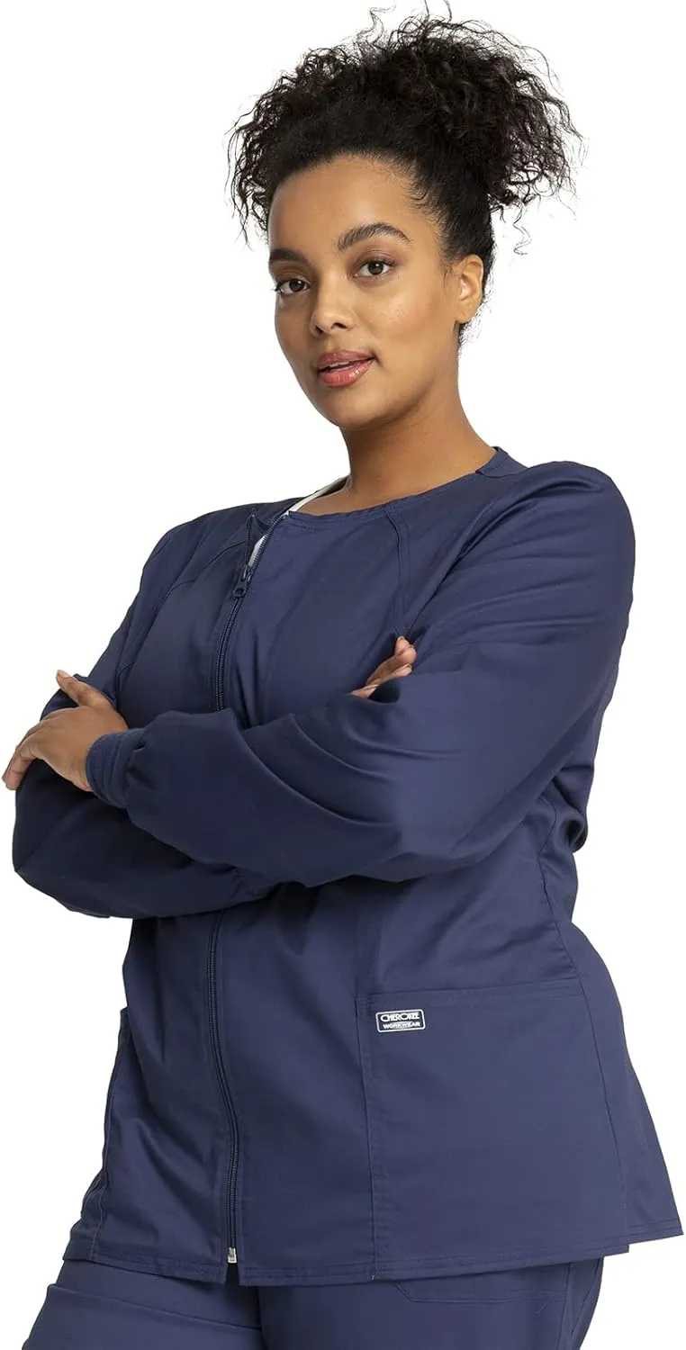 Zip Front Scrub Jackets for Women, Workwear Core Stretch Soft Brushed Twill 4315