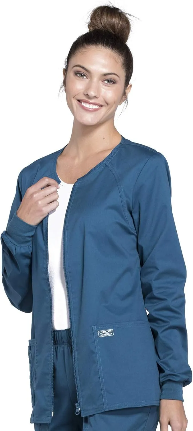 Zip Front Scrub Jackets for Women, Workwear Core Stretch Soft Brushed Twill 4315