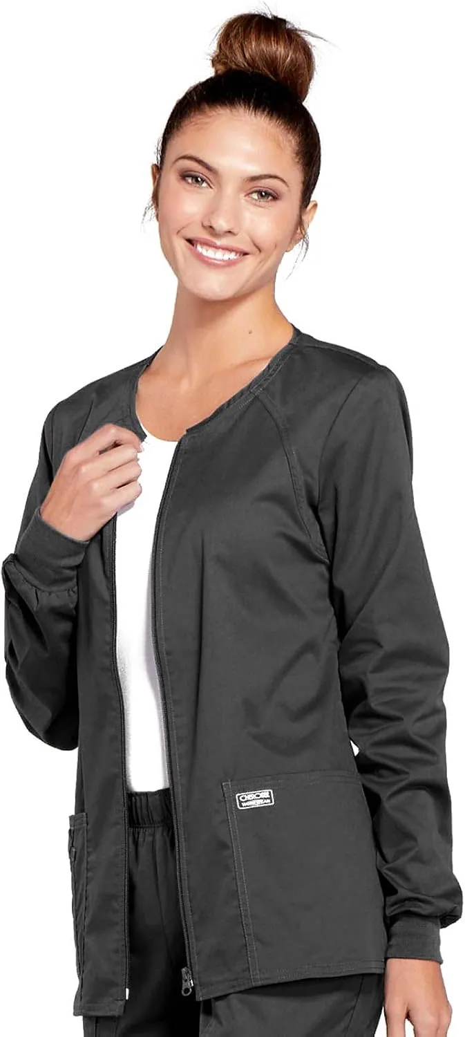 Zip Front Scrub Jackets for Women, Workwear Core Stretch Soft Brushed Twill 4315
